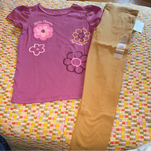 Garanimals Toddler Girls Size 5T New NWT Short Long Sleeve Shirt 2 Leggings Set - Picture 5 of 8